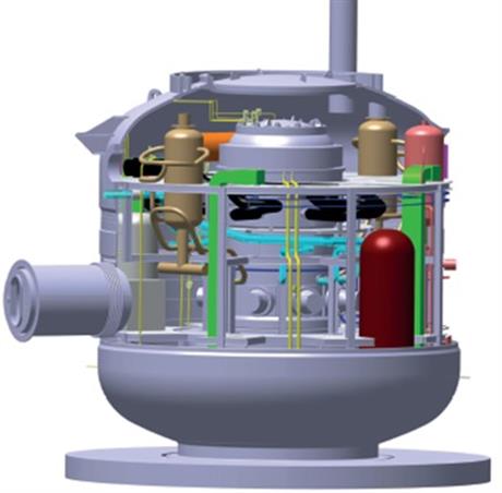 Vue, en images de synthèse, du principe du projet de réacteur SMR étudié par le consortium Nuward