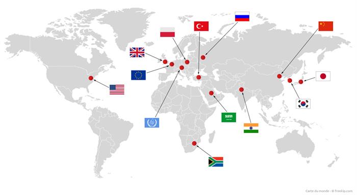 Carte des conseillers nucléaires dans le monde
