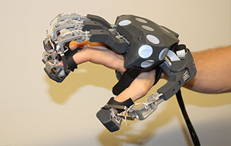 Force-feedback glove for precision virtual handling
