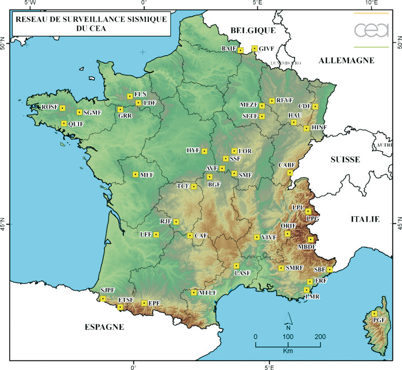 Le réseau de capteurs en France métropolitaine