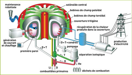 Principe de fonctionnement d’une usine électrique à fusion par confinement magnétique