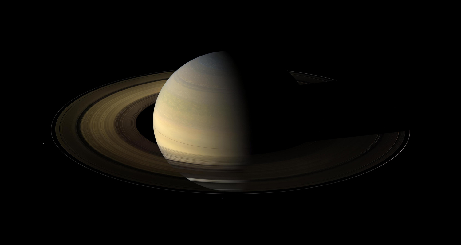 Photo de saturne au moment de son équinox par Cassini
