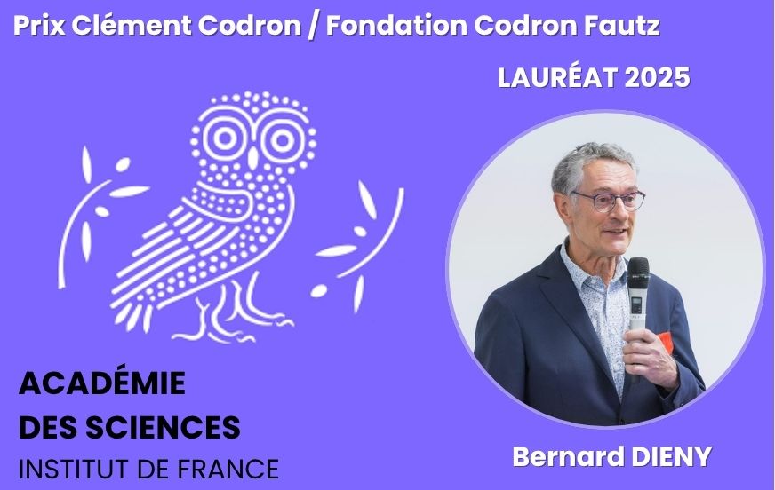 Bernard Dieny lauréat 2025 du Prix Clément Codron / Fondation Codron Fautz