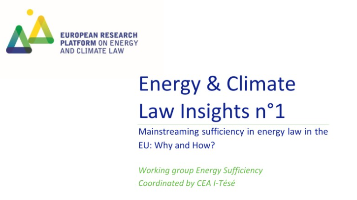 RESEARCH BRIEF -  Working Group Energy Sufficiency of the European Research Platform on Energy and Climate Law 