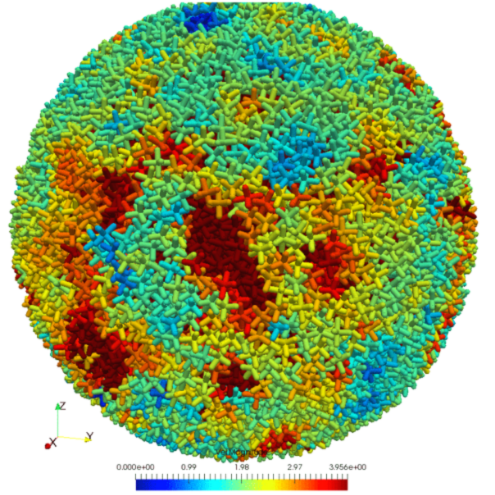 Simulation du pressage d’un agglomérat de cristallites Pu impact des formes des grains et des coefficients de frottement - carré © IRESNE/CEA