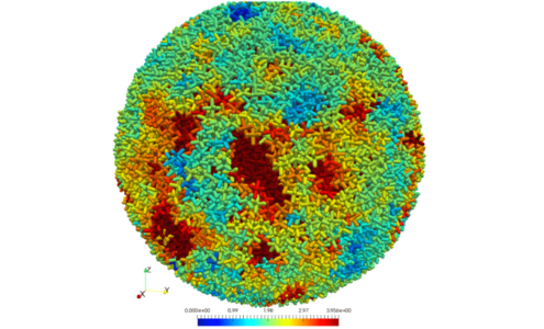 Simulation du pressage d’un agglomérat de cristallites Pu impact des formes des grains et des coefficients de frottement.