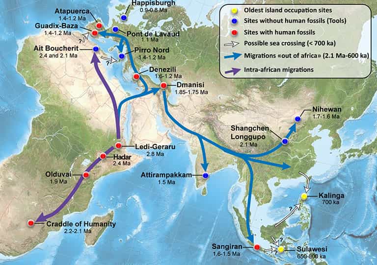 Map - The first migrations out of Africa