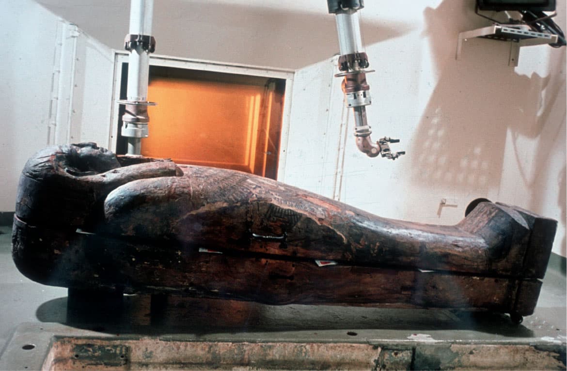 Irradiation of an Egyptian mummy