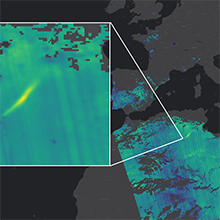 Panache de méthane observé depuis l'espace en Algérie.