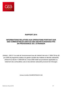 Rapport 2014 - Inventaire combustibles usés & déchets radioactifs étrangers