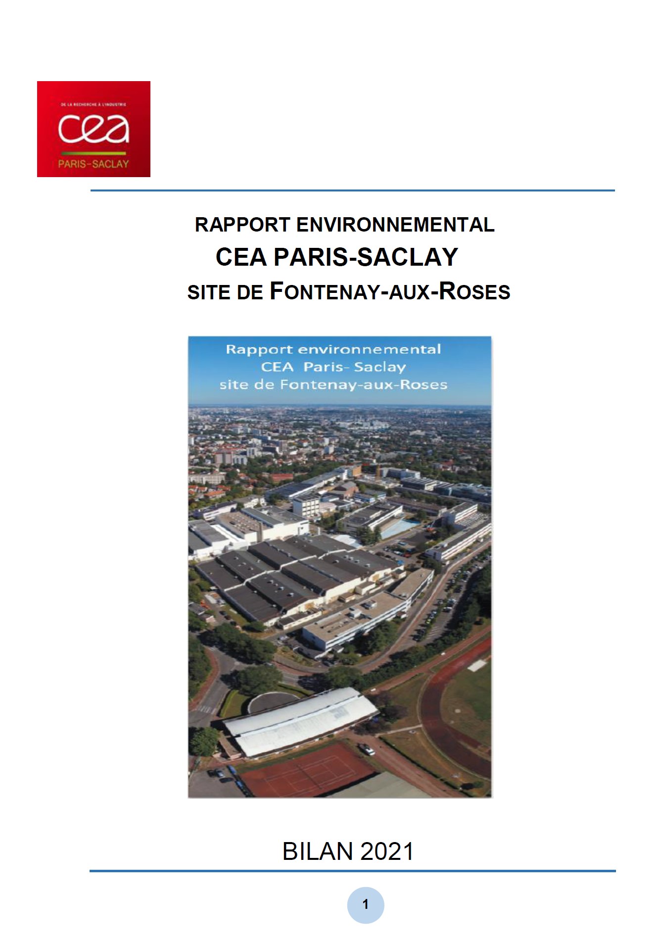 Rapport environnemental 2021, CEA Paris-Saclay, site de Fontenay-aux-Roses