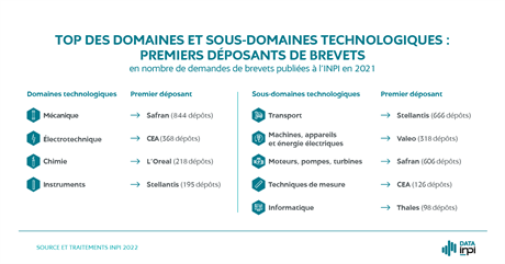 Classement INPI 2021 - Domaines et sous-domaines technologiques © INPI Classement INPI 2021 - Domaines et sous-domaines technologiques